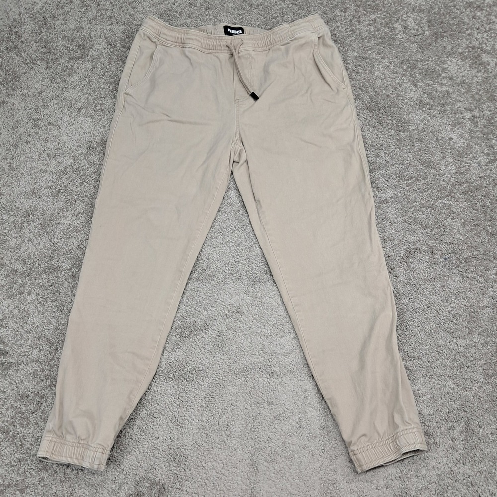 RSQ Mens Jogger Pants Tan Khaki Elastic Waist Drawstring Cotton Stretch Size XL